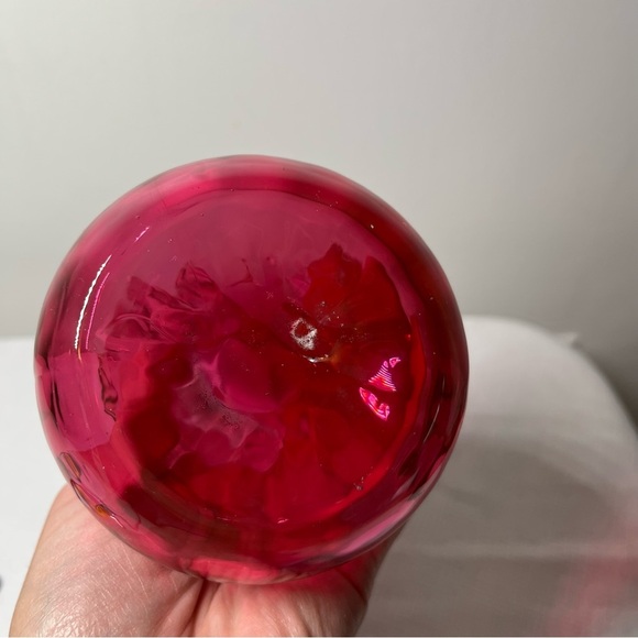 Vintage "Jack in the Pulpit" Cranberry Handblown Art Glass Vase - Picture 6 of 9